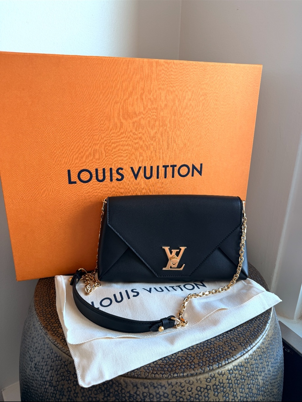 Louis Vuitton Black Leather Envelope black leather bag